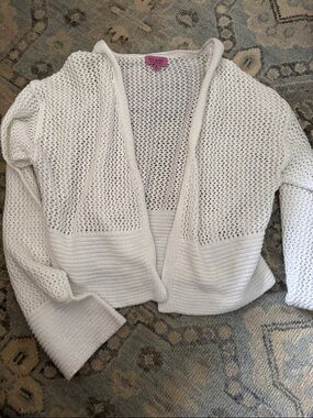 miami White Open-Knit Lightweight Cardigan